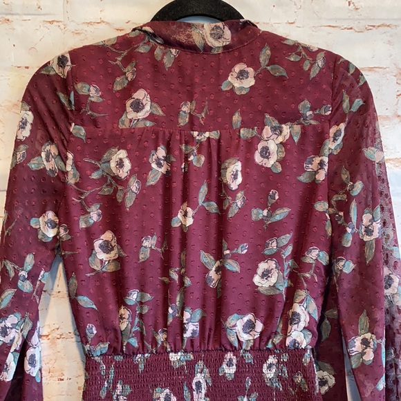 Moon River long sleeve mini dress XS floral - Picture 10 of 12